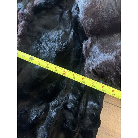 Ultra MCM Glam Rabbit Fur Coat Jacket Black & Brown Sheared Cropped Puff Sleeve - Picture 5 of 16
